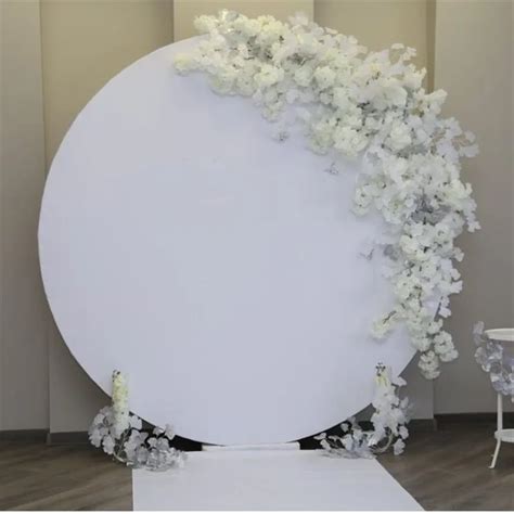 White Round Acrylic Wedding Backdrop Party Backdrop Wall View Round