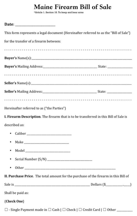 Download Maine Bill Of Sale Form For Free Formtemplate