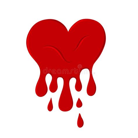 Bleeding Red Heart Blood Hand Drawn For Design Stock Vector