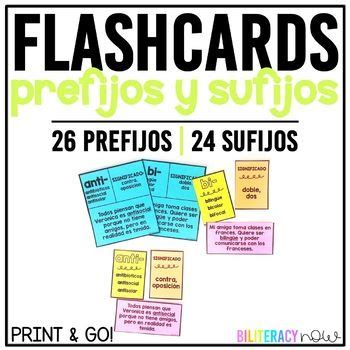 Spanish Prefix And Suffix Flash Cards Los Prefijos Y Sufijos Prefixes