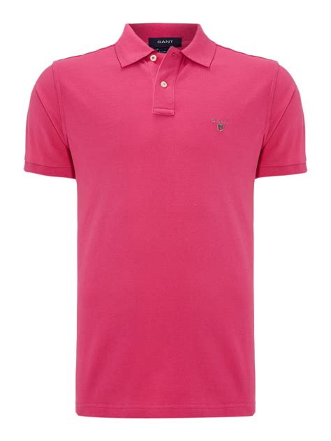 Gant Pique Polo Shirt In Pink For Men Lyst