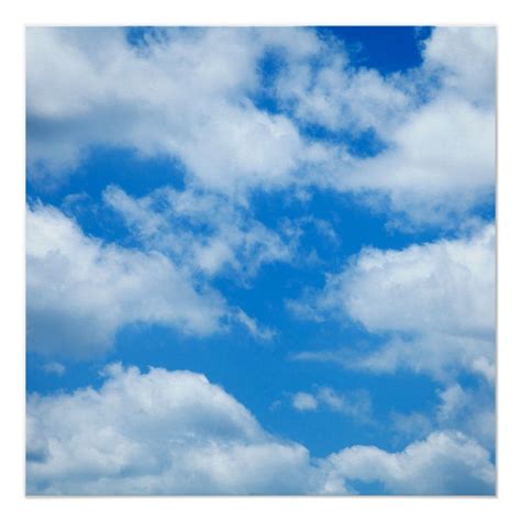 Blue Sky White Clouds Heavenly Skies Background Poster