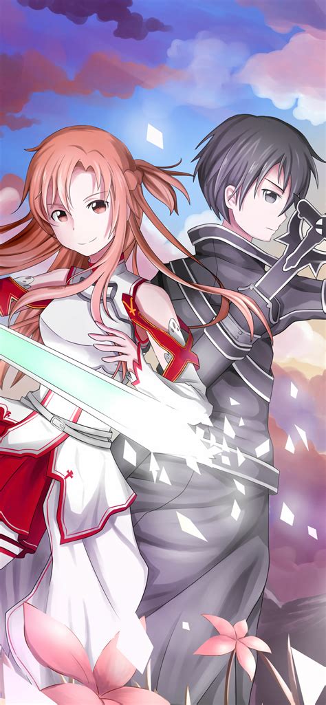 X Resolution Sword Art Online K Asuna Yuuki And Kirito Iphone XS MAX Wallpaper
