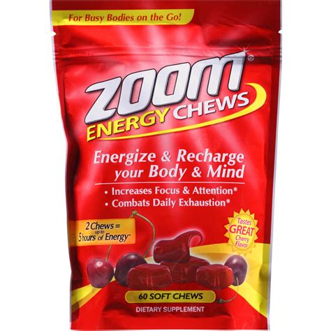 Zoom Cherry Flavor Energy Chews Dietary Supplement 60 Count