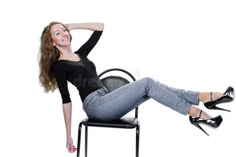 Cute Kinky Blonde Posing On A Chair Stock Image Image Of Gorgeous