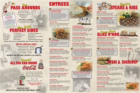 Lambert's Café menu in Ozark, Missouri, USA