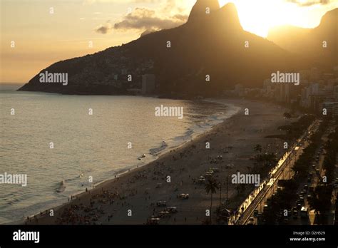 Sunset On Ipanema Beach Stock Photo Alamy