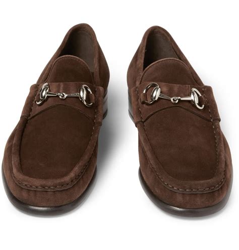 Gucci Horsebit Suede Loafers In Brown For Men Lyst
