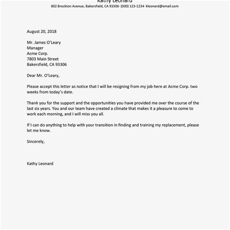 • where to find a sample resignation letter 2 weeks notice. Formal Resignation Letter Example | | Mt Home Arts