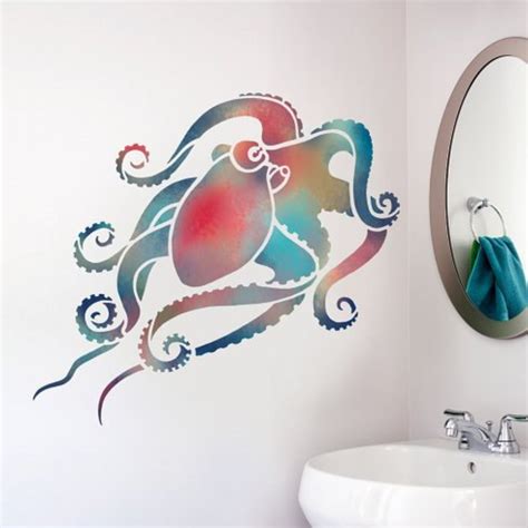 Octopus Wall Stencil Wall Art Stencil Instead Of Decals Etsy