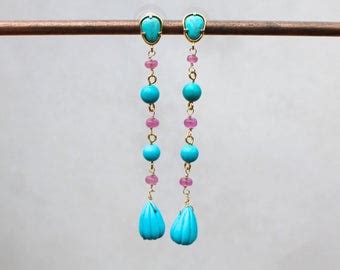 Pink Sapphire Prasiolite Multi Drop Chandelier Earrings In