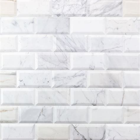 Calacatta 3×6 Beveled Polished Marble Subway Tile Artofit