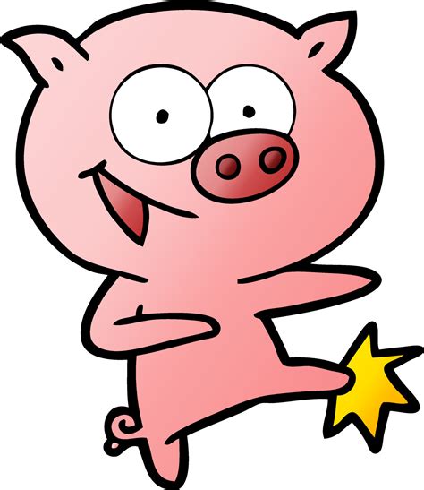 Cheerful Dancing Pig Cartoon 12432550 Vector Art At Vecteezy