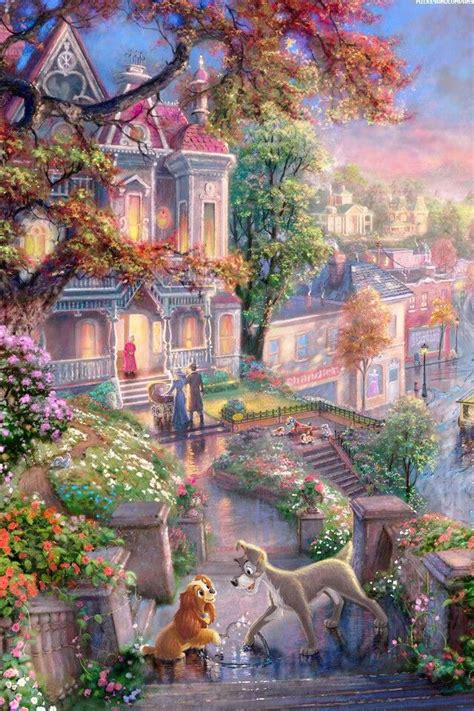 Lady And The Tramp Disney Paintings Disney Background Kinkade Disney