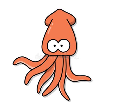 Cuttlefish Squid Cartoon Stock Vector Illustration Of