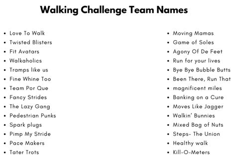 260 Cool And Catchy Walking Challenge Team Names