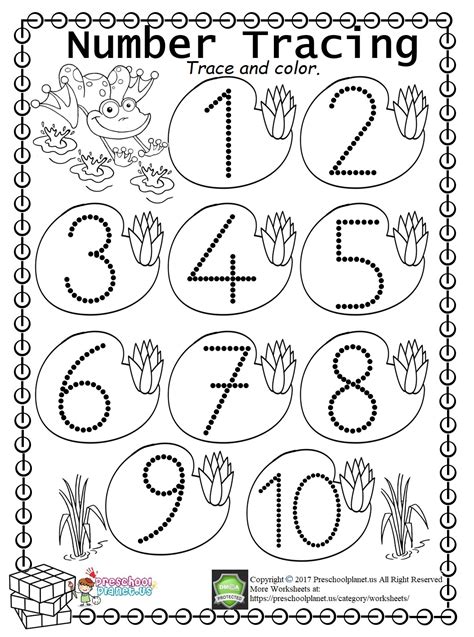Number Trace Worksheet (1-10) pdf – Preschoolplanet