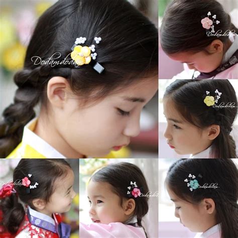 Traditional Ethnic Korean Hanbok Hair Accessories Little Girl Flower