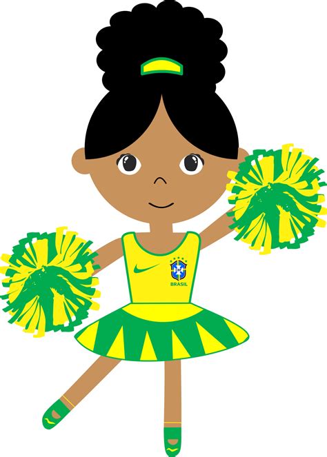 Menina Moreninha Torcedora Brasil Verde E Amarelo Copa Do Mundo Png
