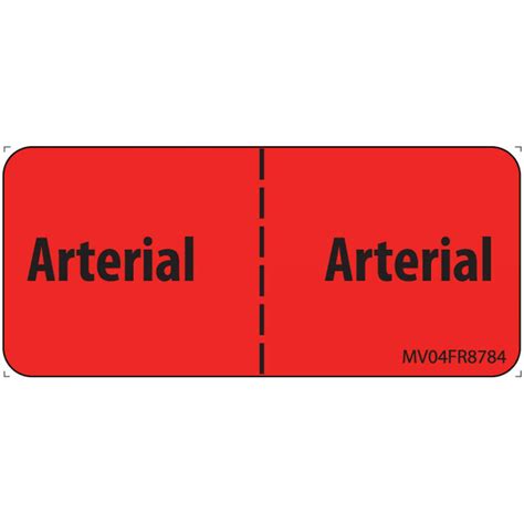 Label Paper Permanent Arterial Arterial 1 Core 2 14 X 1 Fl Red 4