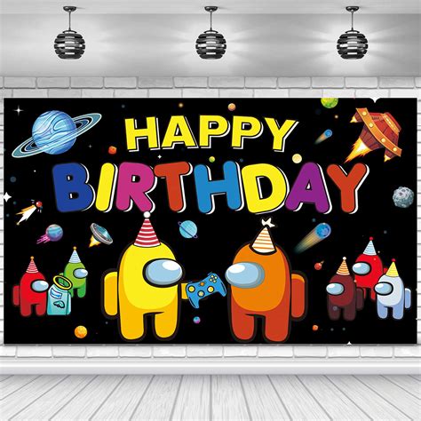 Among Us Birthday Decoration Among Us Game Background Banner For Men