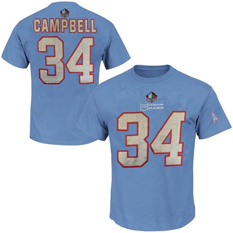 Earl Campbell 34 Houston Oilers 3 Hit Mens Hall Of Fame Shirt Big