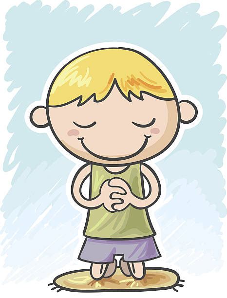Royalty Free Cartoon Of The Children Praying Clip Art Vector Images