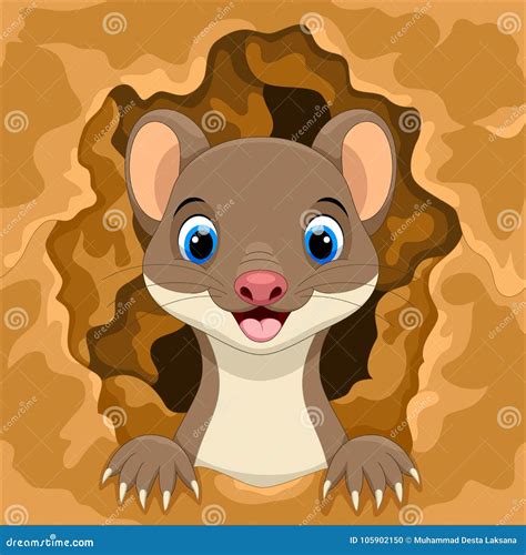 Cute Weasel Out Of The Hole Stock Illustration Illustration Of