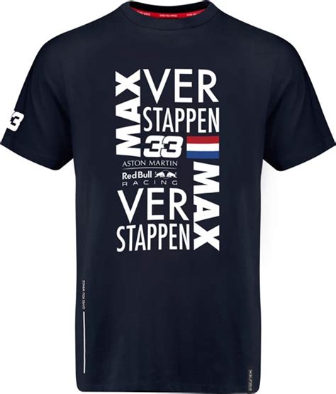 A racing car has a steering wheel and two pedals. bol.com | Red Bull Racing 2019 Max verstappen T-shirt-M