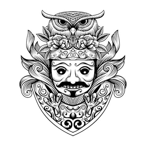 Premium Vector Javanese Mask Culture Artwork Illustration