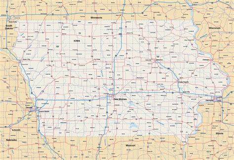 Iowa Map Digital Vector Creative Force