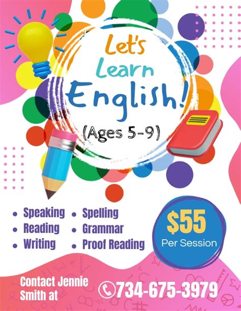 English Tutoring Flyer Template Postermywall