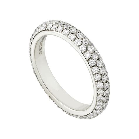 18ct White Gold Full Pave Set Diamond Eternity Ring Baroque Bespoke