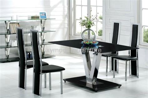 Modern Design Black Tempered Glass Dining Table And Chair Xydt 066