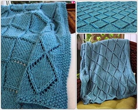 Knit Diamond Blanket Blanket Knitted Baby Blankets Knitted Afghans