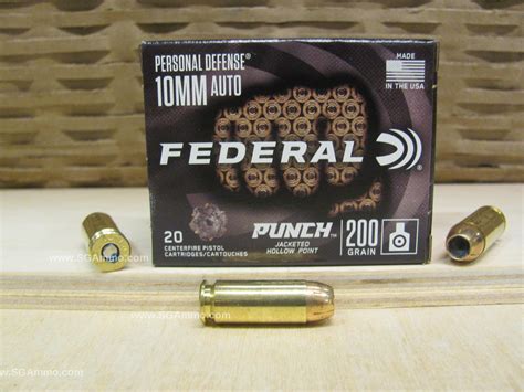 20 Round Box 10mm Auto 200 Grain Jacketed Hollow Point Federal Punch