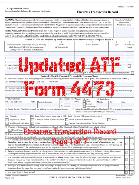 Atf Issues Updated Form 4473 — Firearms Transaction Record Daily Bulletin