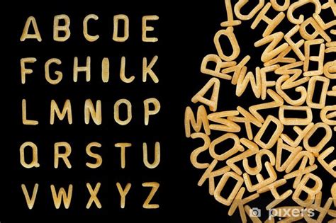 Fotobehang Alfabet Soep Pasta Lettertype Brieven Gemaakt Van Kinderen