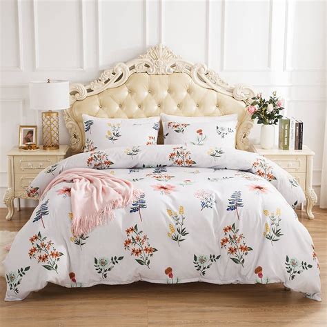 Light Pink Floral Duvet Cover Queen Twin King Bedding Set Etsy