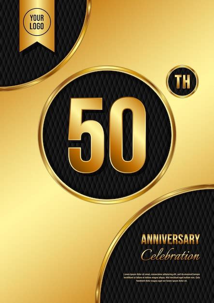 Premium Vector 50 Year Anniversary Celebration Template Design Golden