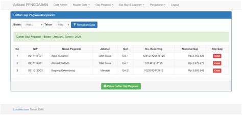 Aplikasi Penggajian Karyawan Dengan Php Dan Mysql Gambaran