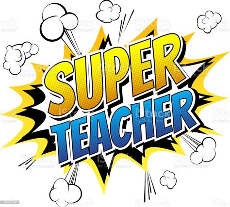 Super Teacher Comic Book Style Word Stock Illustration