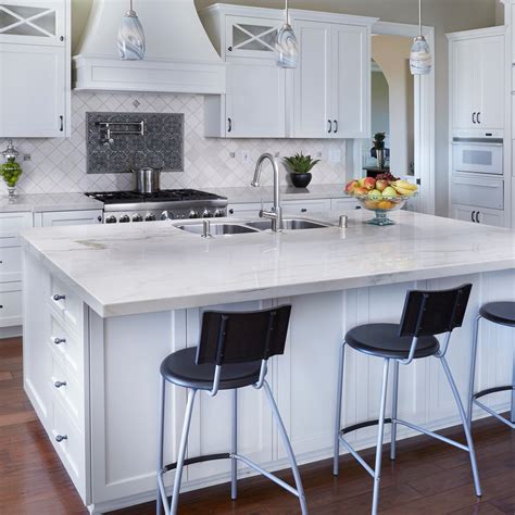 1cm (3/8) thick calacatta gold light weight marble slab. Bianco Venatino, Crema Marfil Marble - Modern - Kitchen ...