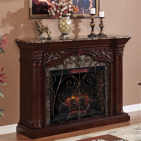 Electric fireplace insert with 4,600 btu heater that provides supplemental zone heating for up to 400 square feet. Astoria 33" Infrared Electric Fireplace Mantel in Empire Cherry - 33WM0194-C232