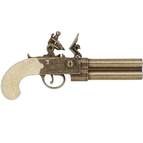 Double Barrel Pistol By Twigg Of London Brass W Ivory Grip From The
