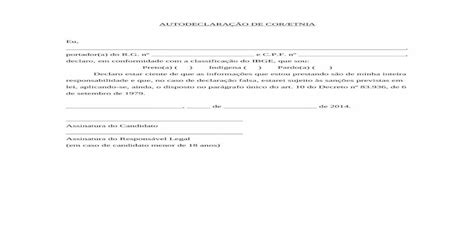 AutodeclaraÇÃo De Corbrpdf2014modelosde