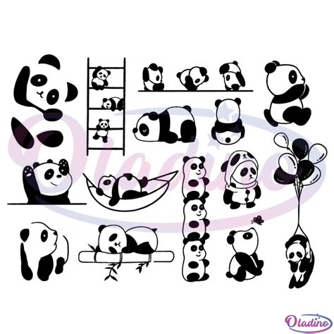 Funny Cute Panda Bundle Svg Digital File Panda Face Svg