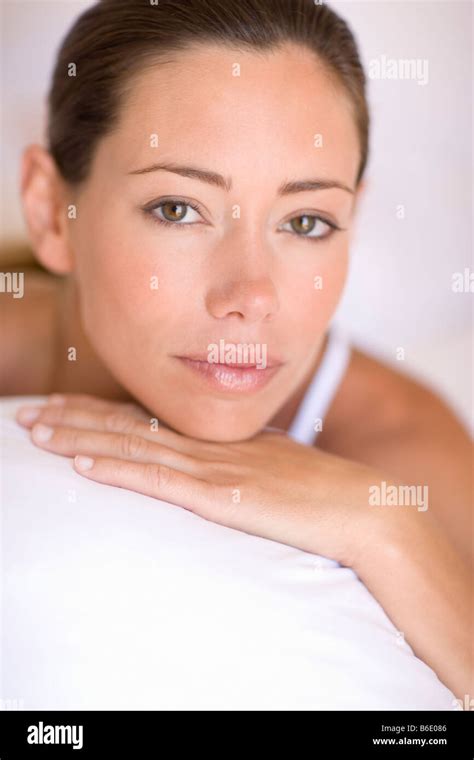 Healthy Woman Resting Her Head On Her Hand Stock Photo Alamy