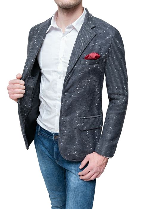 Giacca Blazer uomo invernale slim fit grigio Tweed elegante taglia S M ...