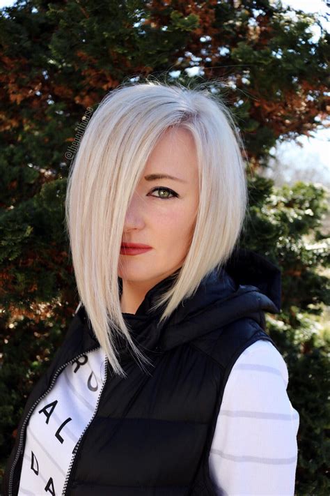 Platinum Blonde Bob | Angled bob hairstyles, Blonde angled bob, Blonde